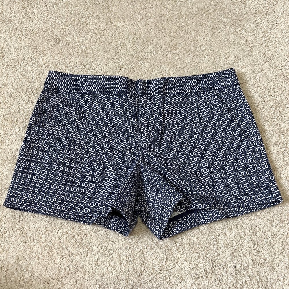 Joie Isabeau Shorts Size 0 Dark Navy Blue Pique Shorts Zip Closure Casual Chino